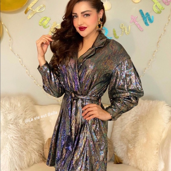 ZARA NWT BELTED SPARKLY JUMPSUIT - Picture 5 of 10